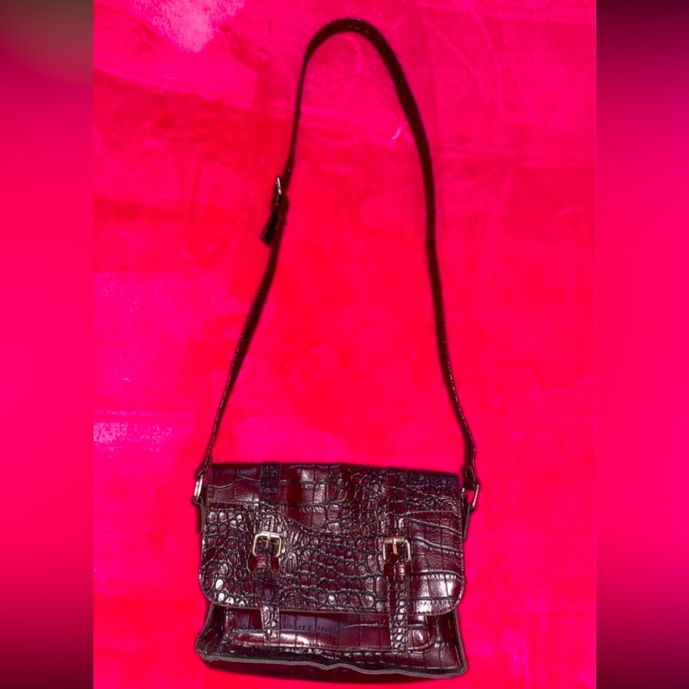 Faux Crocodile Skin Plum Sidebag